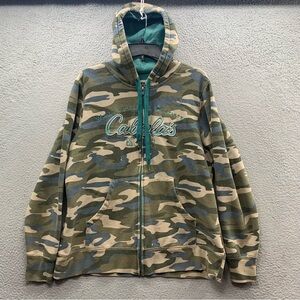 Cabelas Sweatshirt Hoodie Mens Size XL Camo Long Sleeve Full Zip Hunting Fishing